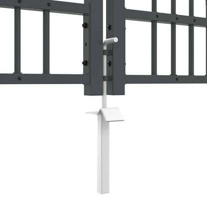 Fence Gate with Spear Top with Lock Grey 404 x 100 cm Steel