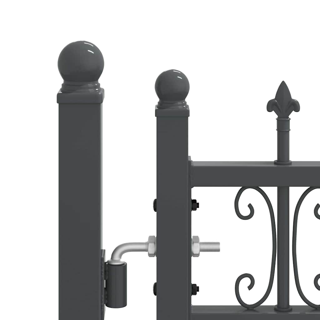 Fence Gate with Spear Top with Lock Grey 404 x 125 cm Steel