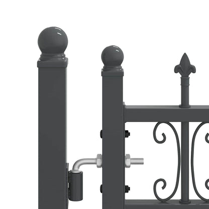 Fence Gate with Spear Top with Lock Grey 404 x 125 cm Steel