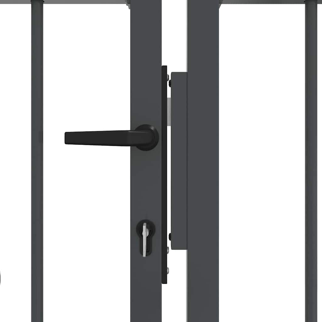 Fence Gate with Spear Top with Lock Grey 404 x 125 cm Steel