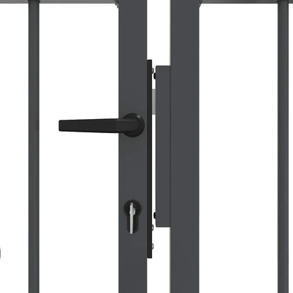 Fence Gate with Spear Top with Lock Grey 404 x 125 cm Steel