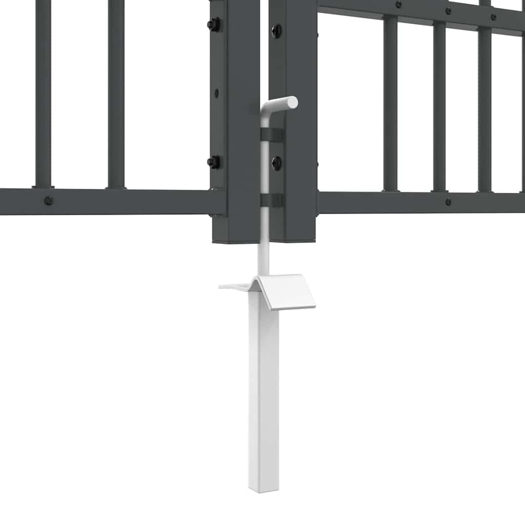 Fence Gate with Spear Top with Lock Grey 404 x 125 cm Steel