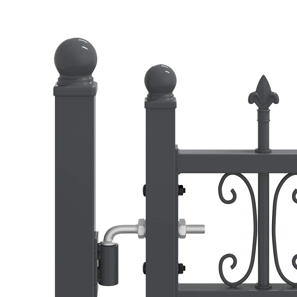 Fence Gate with Spear Top with Lock Grey 404 x 150 cm Steel