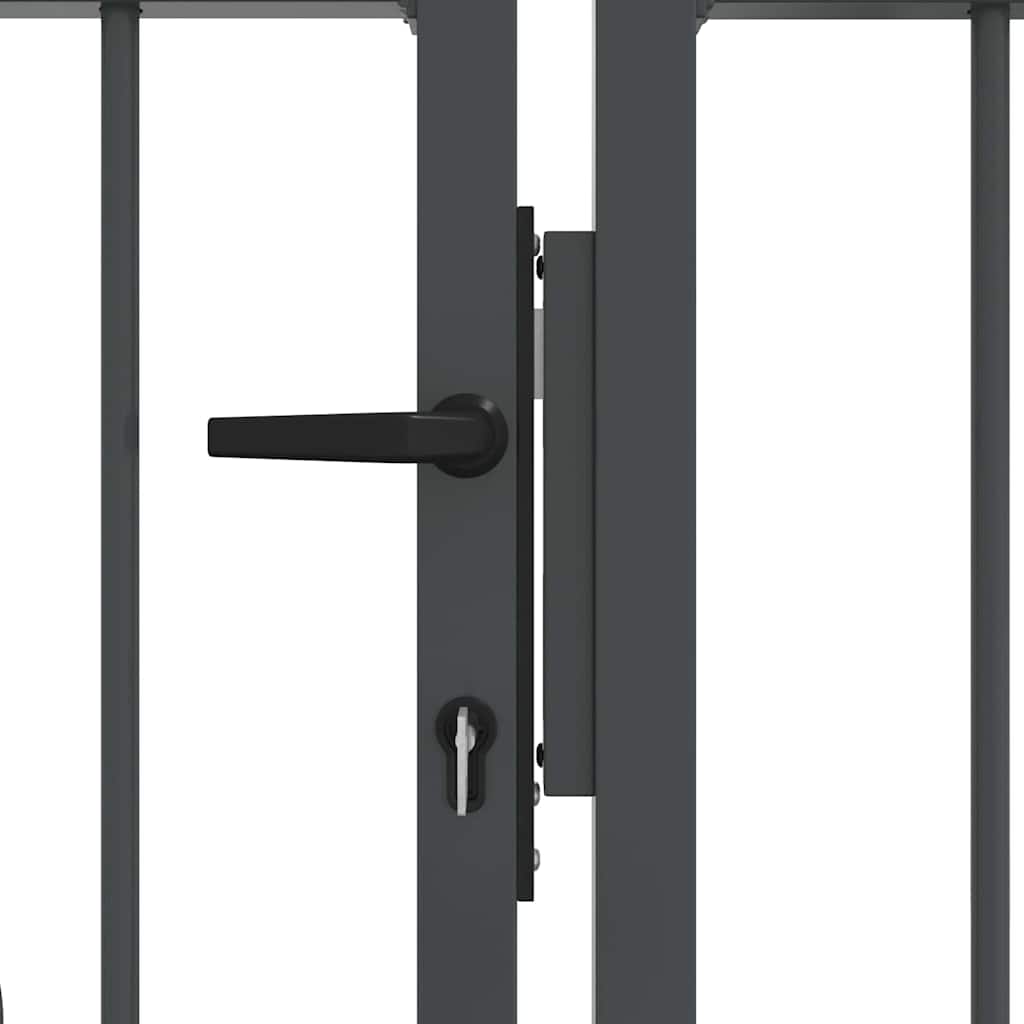 Fence Gate with Spear Top with Lock Grey 404 x 150 cm Steel