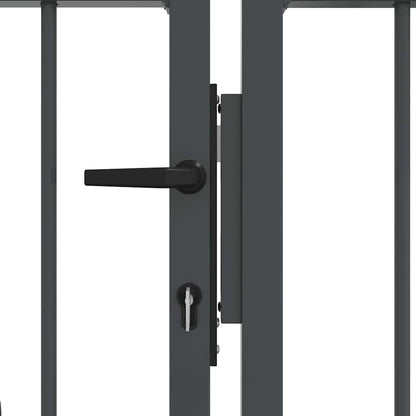 Fence Gate with Spear Top with Lock Grey 404 x 150 cm Steel
