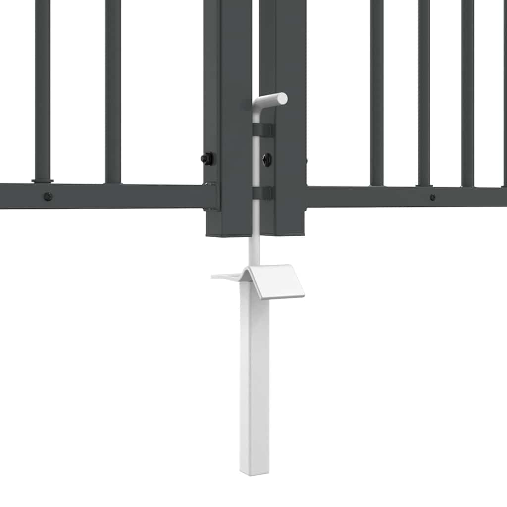 Fence Gate with Spear Top with Lock Grey 404 x 150 cm Steel