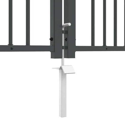 Fence Gate with Spear Top with Lock Grey 404 x 150 cm Steel