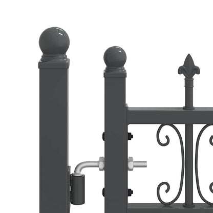 Fence Gate with Spear Top with Lock Grey 404 x 175 cm Steel