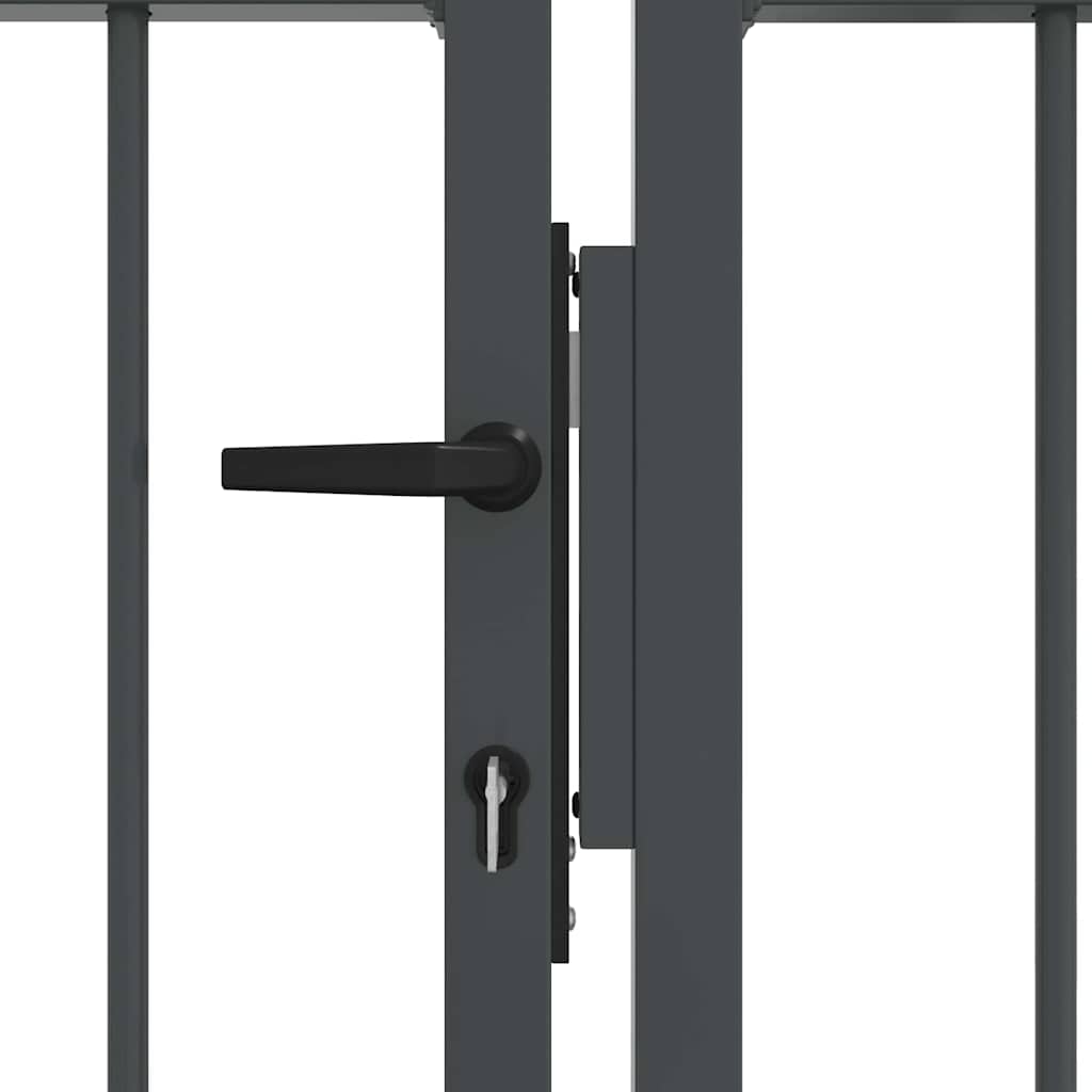 Fence Gate with Spear Top with Lock Grey 404 x 175 cm Steel