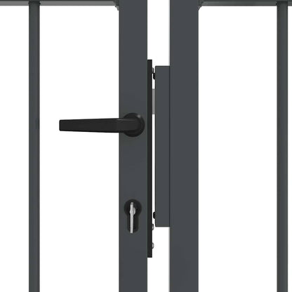 Fence Gate with Spear Top with Lock Grey 404 x 175 cm Steel