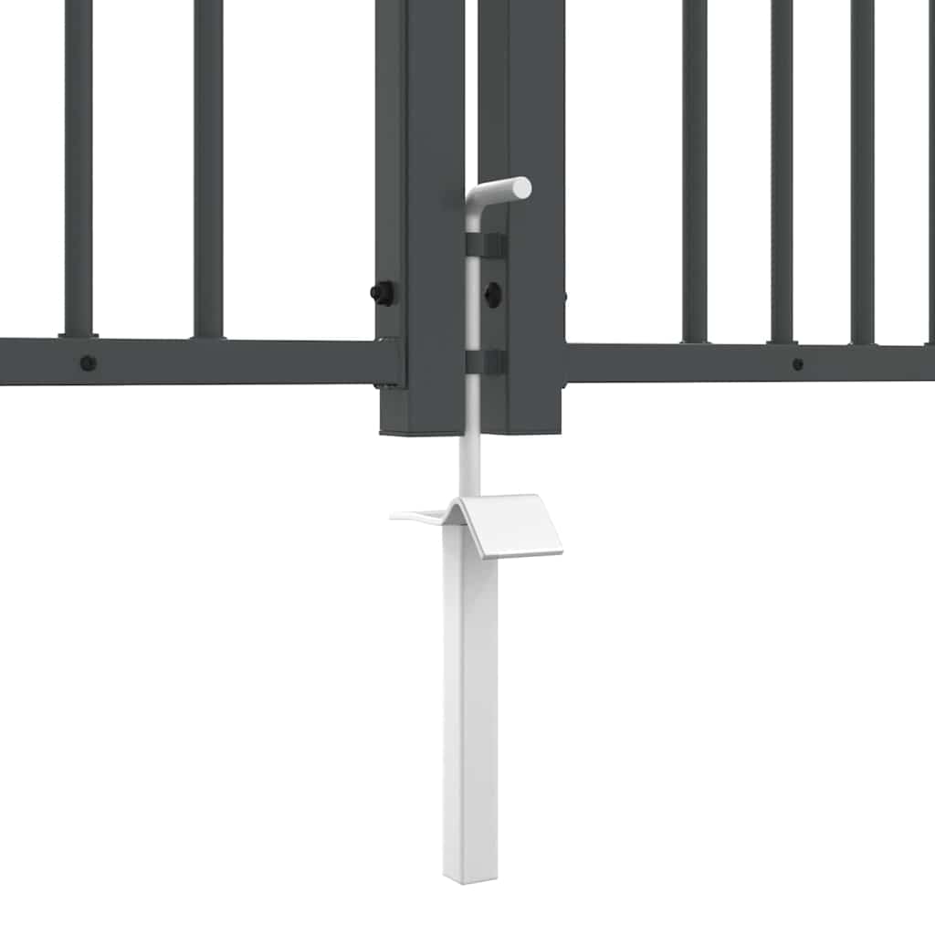 Fence Gate with Spear Top with Lock Grey 404 x 175 cm Steel