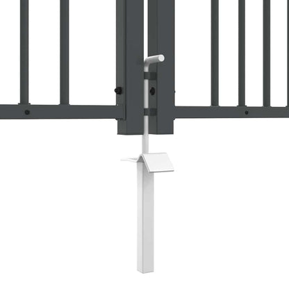 Fence Gate with Spear Top with Lock Grey 404 x 175 cm Steel