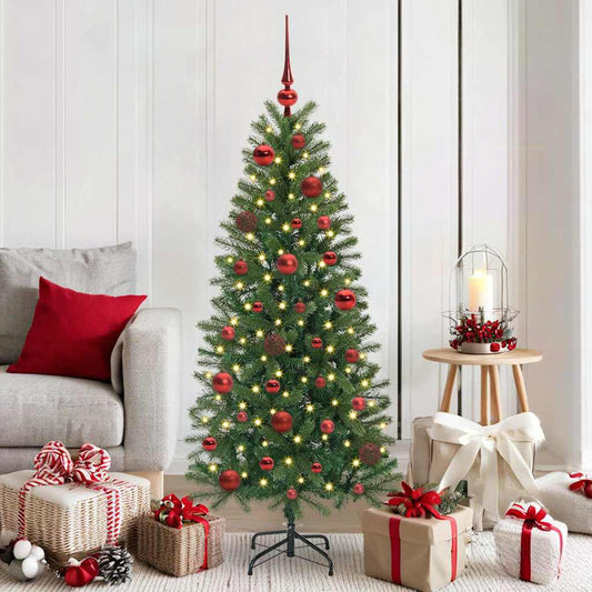Christmas Bauble Set with 150 LEDs 61 pcs Red Plastic