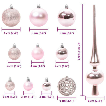 Christmas Bauble Set with 150 LEDs 61 pcs Pink Plastic