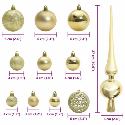 Christmas Bauble Set with 300 LEDs 120 pcs Gold Plastic
