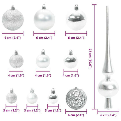 Christmas Bauble Set with 300 LEDs 120 pcs Silver Plastic