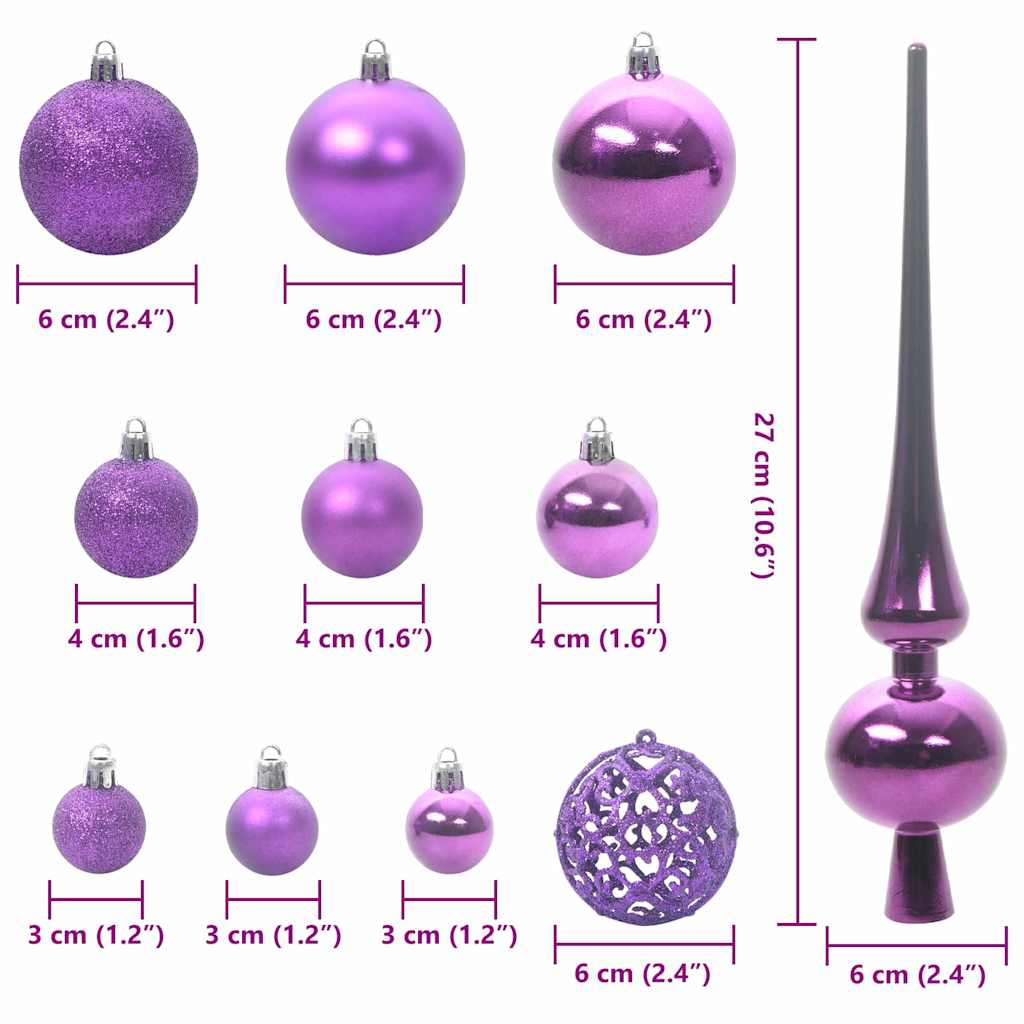 Christmas Bauble Set with 300 LEDs 120 pcs Lilac Plastic