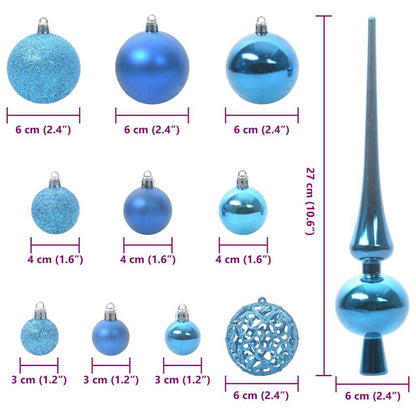 Christmas Bauble Set with 150 LEDs 61 pcs Blue Plastic