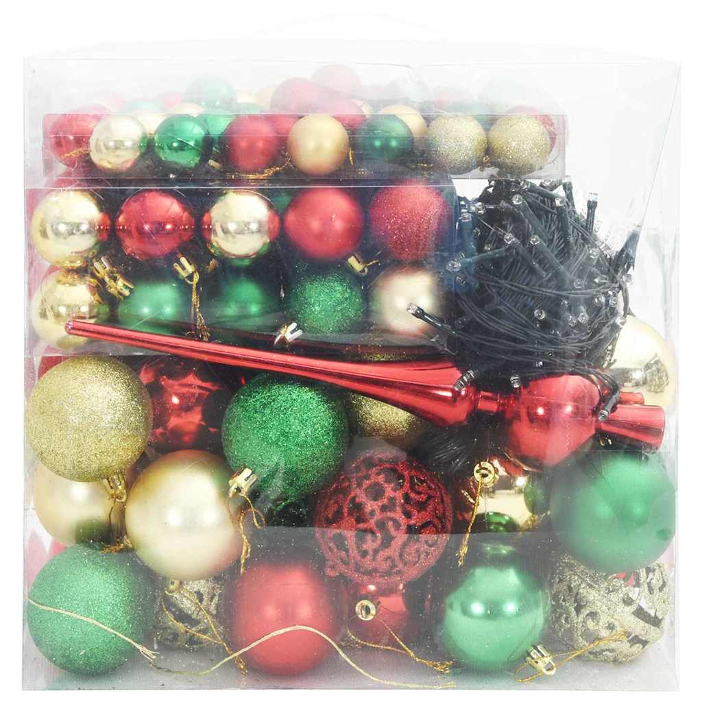 Christmas Bauble Set with 300 LEDs 120 pcs Multicolour Plastic