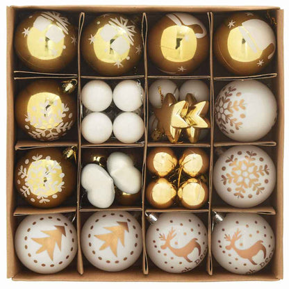 Christmas Bauble Set 40 pcs White and Gold
