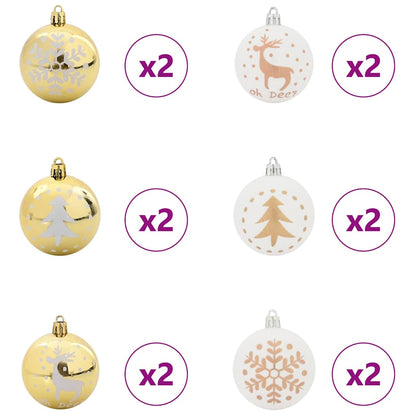 Christmas Bauble Set 40 pcs White and Gold