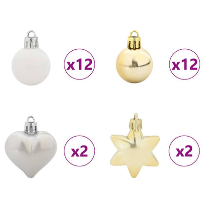 Christmas Bauble Set 40 pcs White and Gold