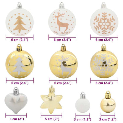 Christmas Bauble Set 40 pcs White and Gold