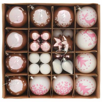 Christmas Bauble Set 40 pcs White and Pink