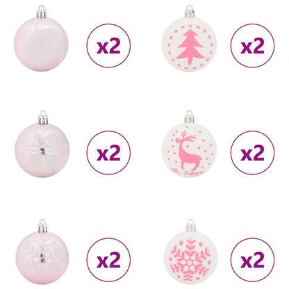 Christmas Bauble Set 40 pcs White and Pink