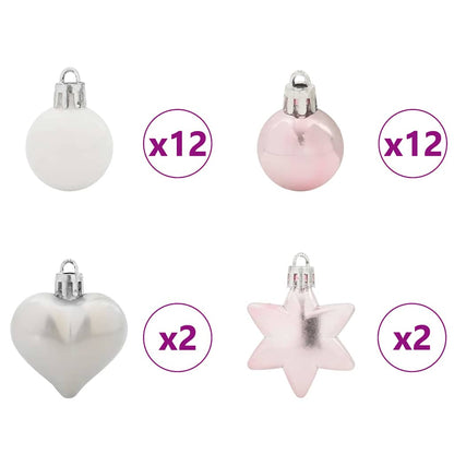 Christmas Bauble Set 40 pcs White and Pink