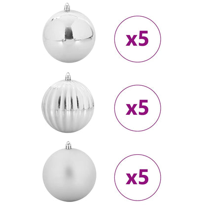 Christmas Bauble Set 15 pcs Silver