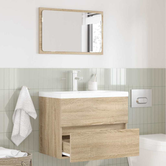 Bathroom Furniture Set with Drawer Sonoma Oak Engineered Wood