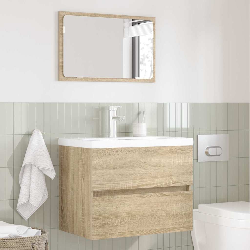 Bathroom Furniture Set with Drawer Sonoma Oak Engineered Wood
