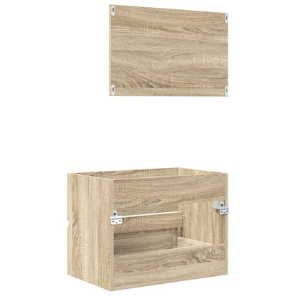 Bathroom Furniture Set with Drawer Sonoma Oak Engineered Wood