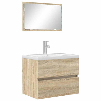 Bathroom Furniture Set with Drawer Sonoma Oak Engineered Wood