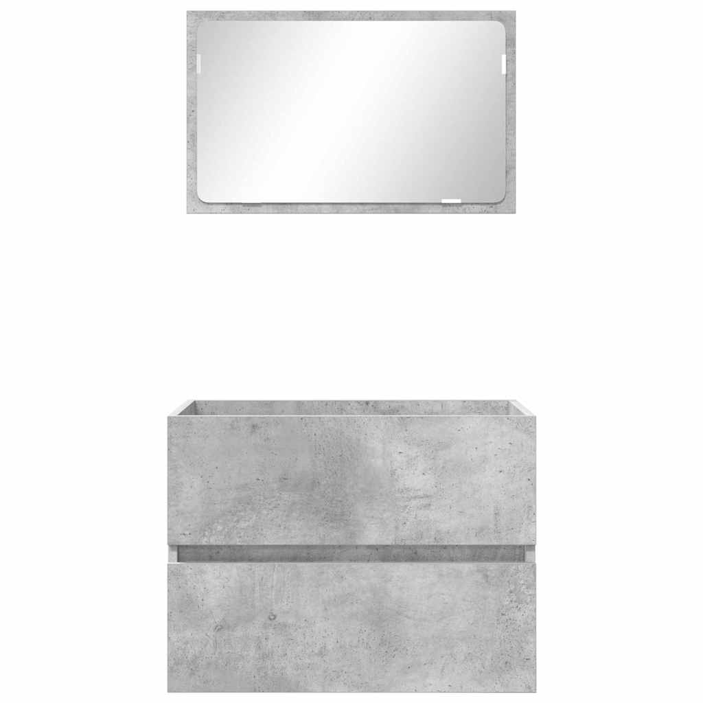 Bathroom Furniture Set Concrete Grey Engineered Wood