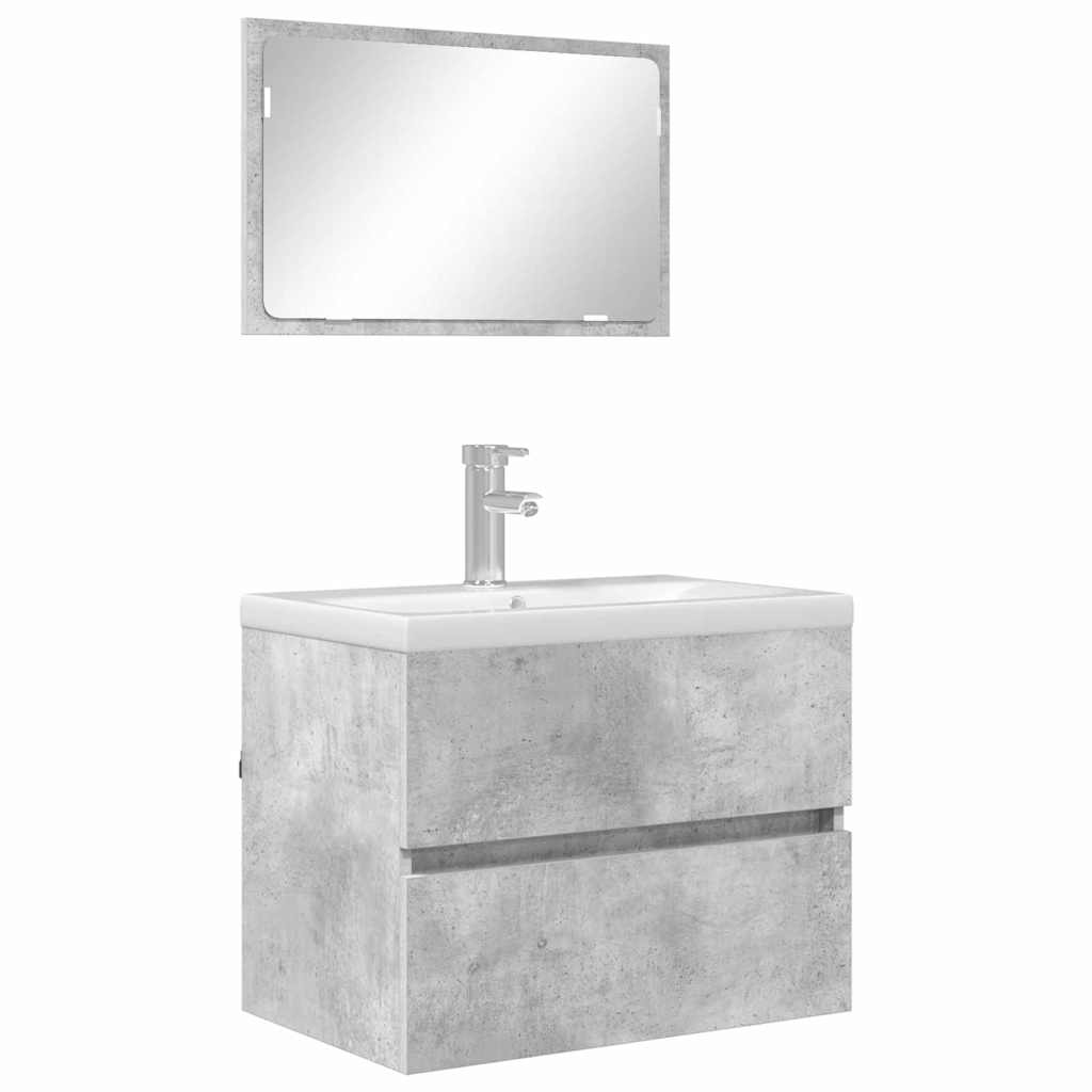 Bathroom Furniture Set Concrete Grey Engineered Wood
