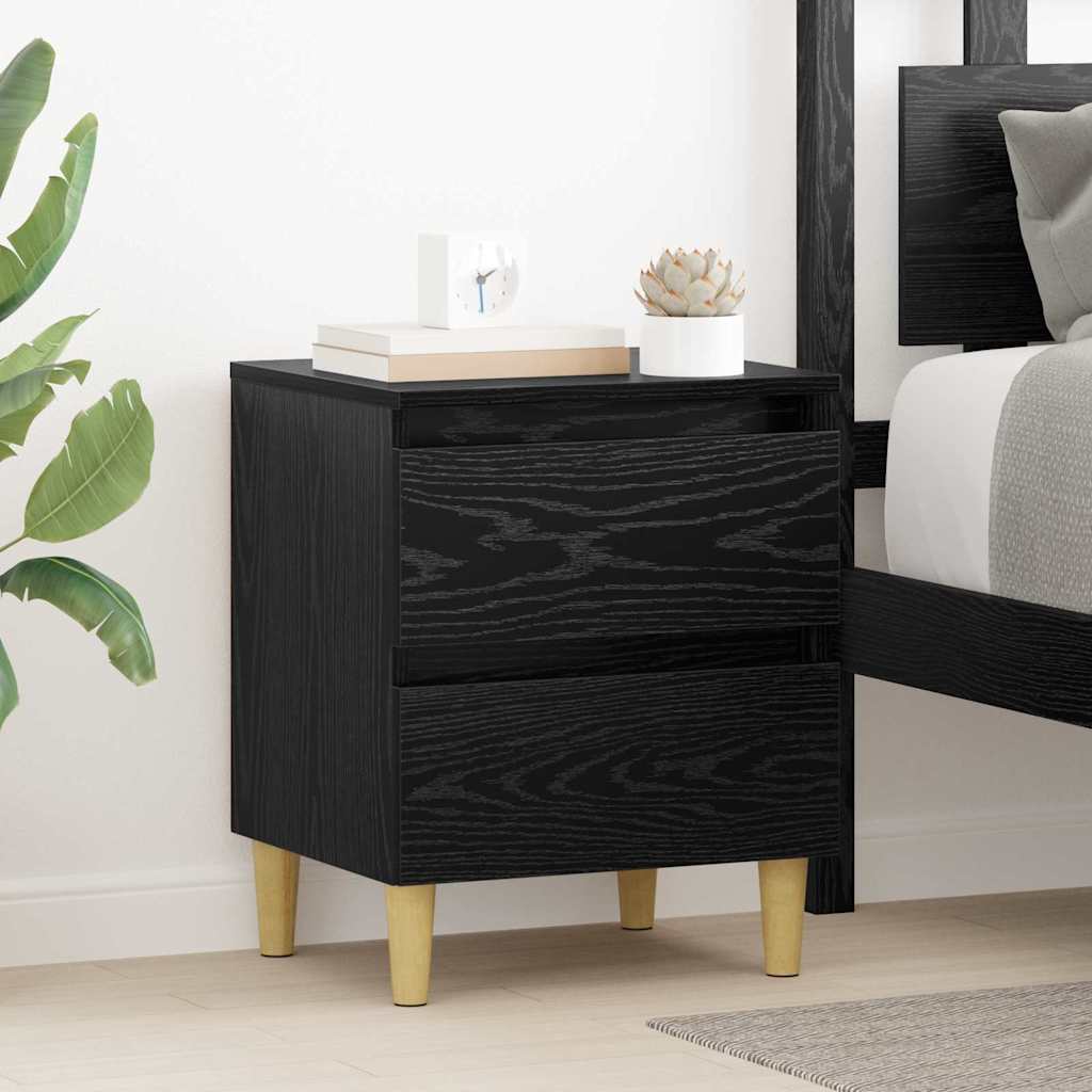 Bed Cabinet Black Oak 40 x 35 x 50 cm Engineered Wood