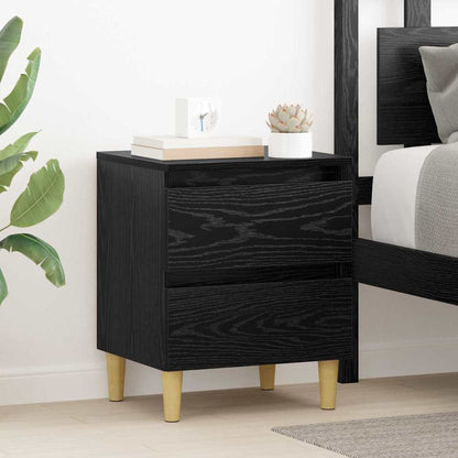 Bed Cabinet Black Oak 40 x 35 x 50 cm Engineered Wood