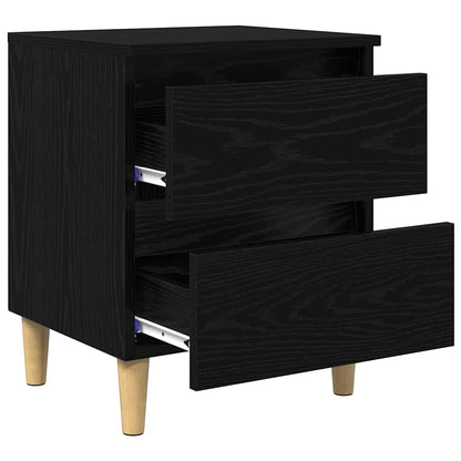 Bed Cabinet Black Oak 40 x 35 x 50 cm Engineered Wood