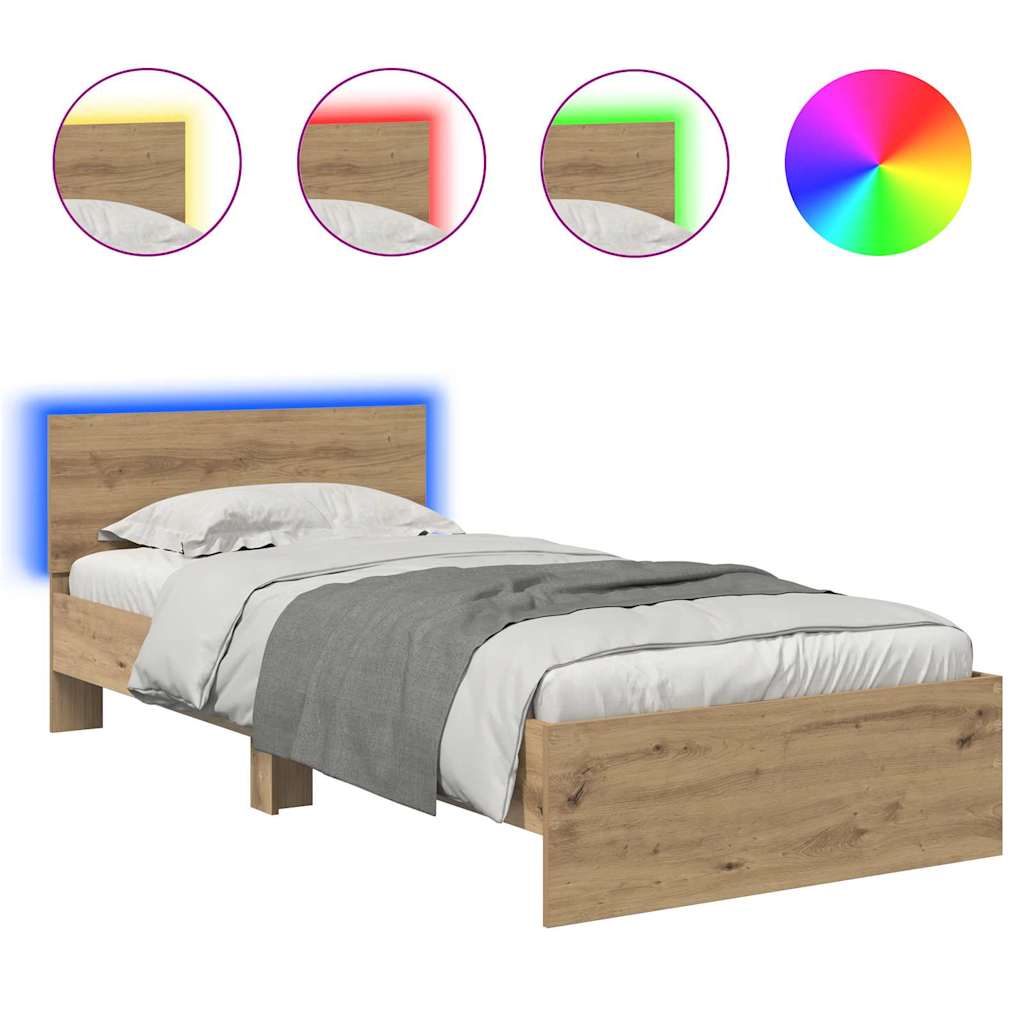 Bed Frame Artisan Oak 90 x 200 cm Engineered Wood