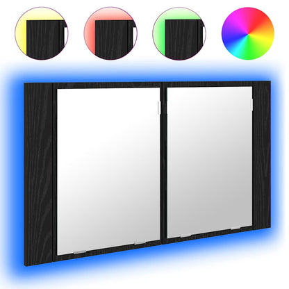 Bathroom Mirror Cabinet with Shelf Black Oak 80 x 12 x 45 cm