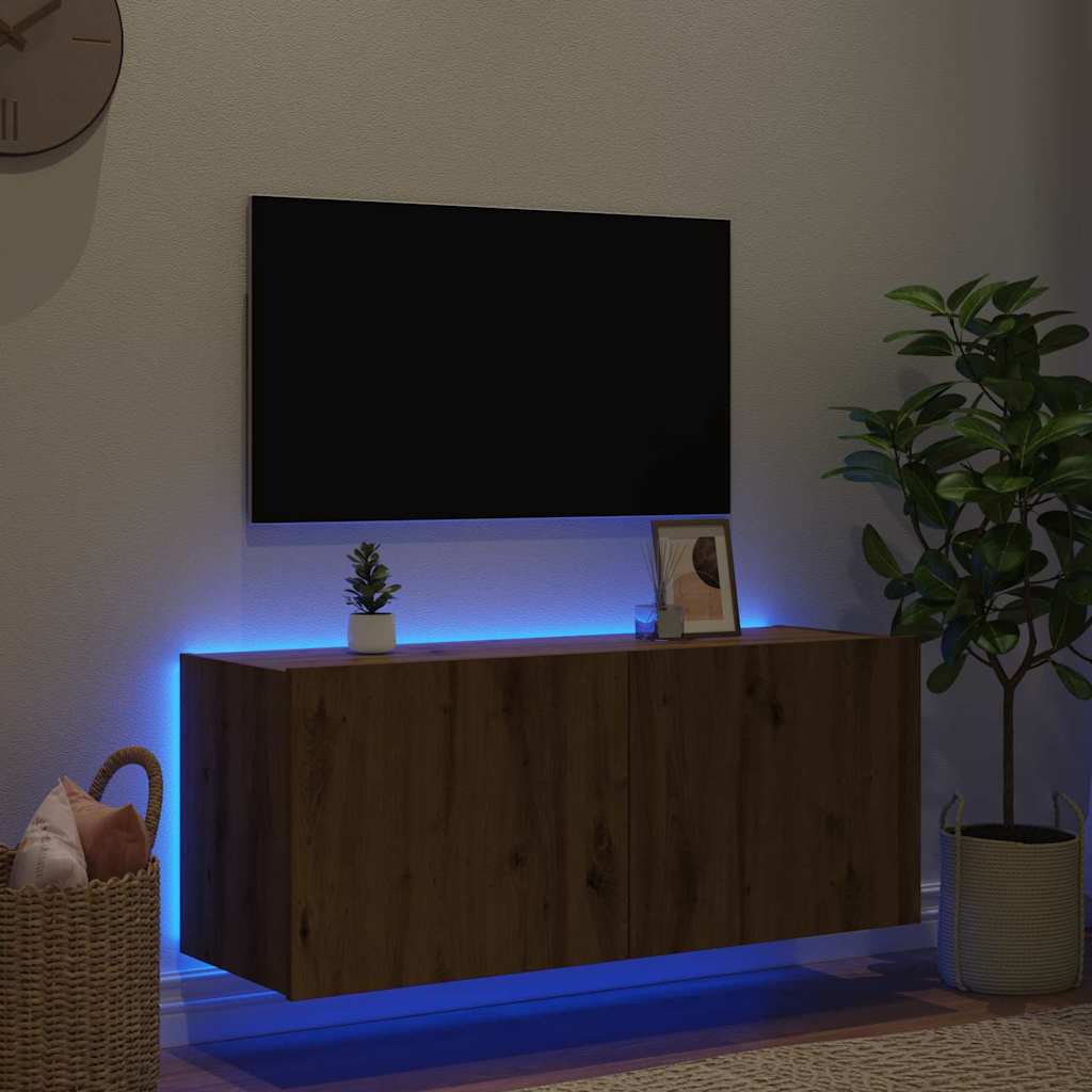 TV Wall Cabinet Artisan Oak 100 x 35 x 41 cm Engineered Wood