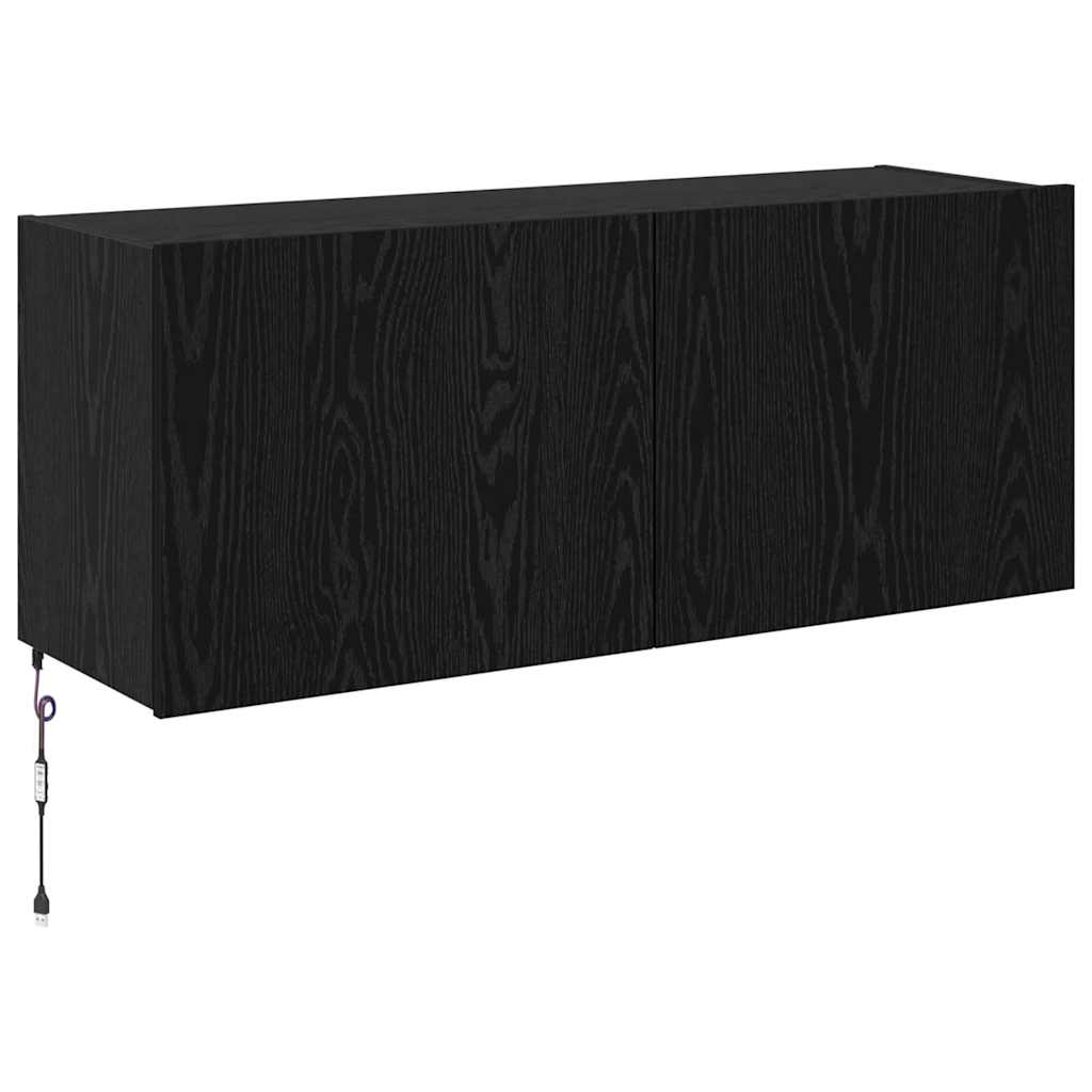 TV Wall Cabinet Black Oak 100 x 35 x 41 cm Engineered Wood