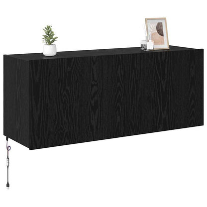 TV Wall Cabinet Black Oak 100 x 35 x 41 cm Engineered Wood