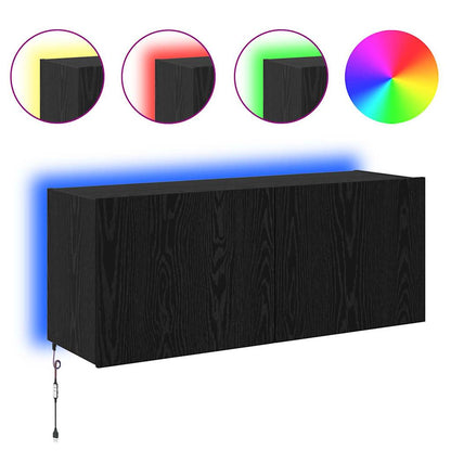 TV Wall Cabinet Black Oak 100 x 35 x 41 cm Engineered Wood