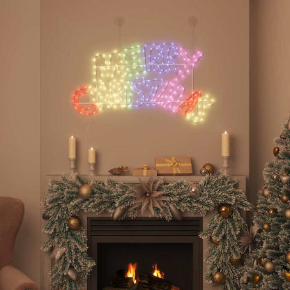 Christmas Sign with 240 LEDs Multicolour 100 x 50 cm PVC
