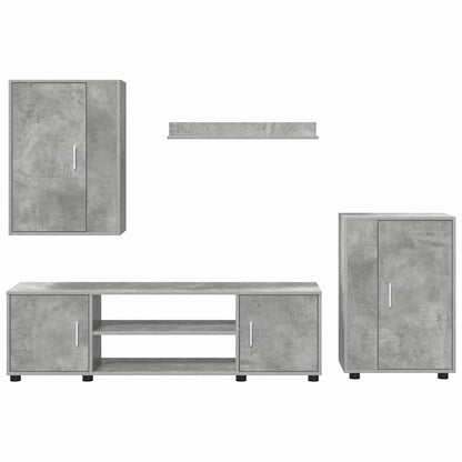 4 Piece TV Cabinet Set Concrete grey Engineered wood