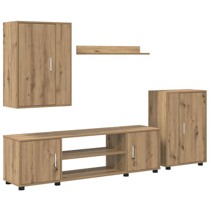 4 Piece TV Cabinet Set Wall-mounted Artisan oak Engineered wood