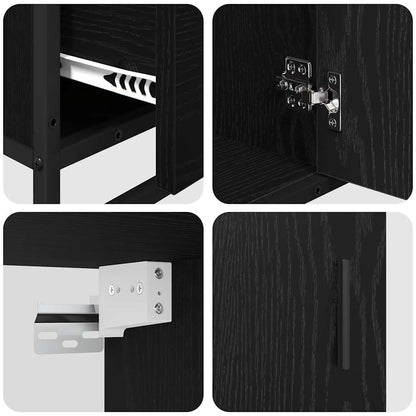 Bathroom Furniture Set 3 pcs Black oak Engineered wood